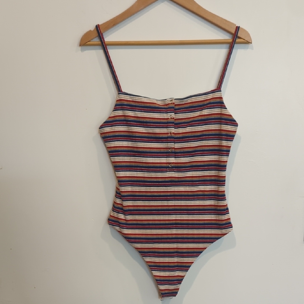 Privacy Please Colorful Striped Bodysuit